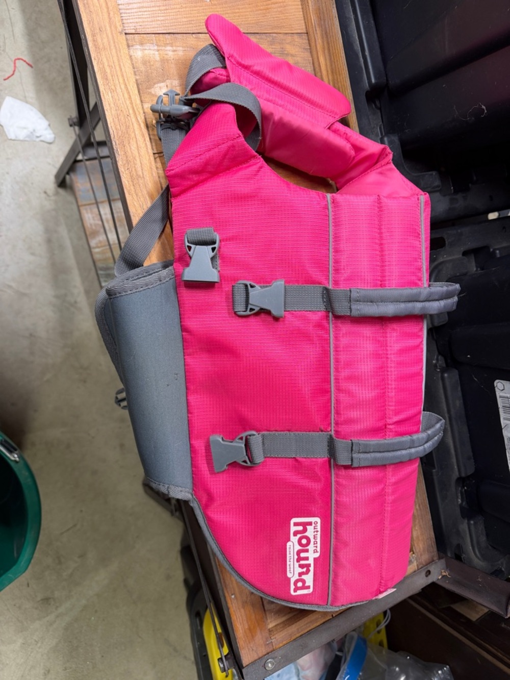PupAid Pink Dog Life Vest with Gray Straps